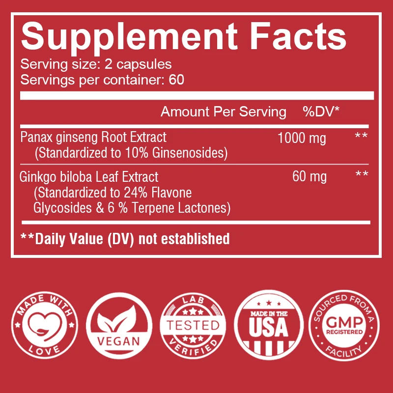 Korean Red Ginseng Capsules -  - Ginkgo Biloba Extract reseña y precio