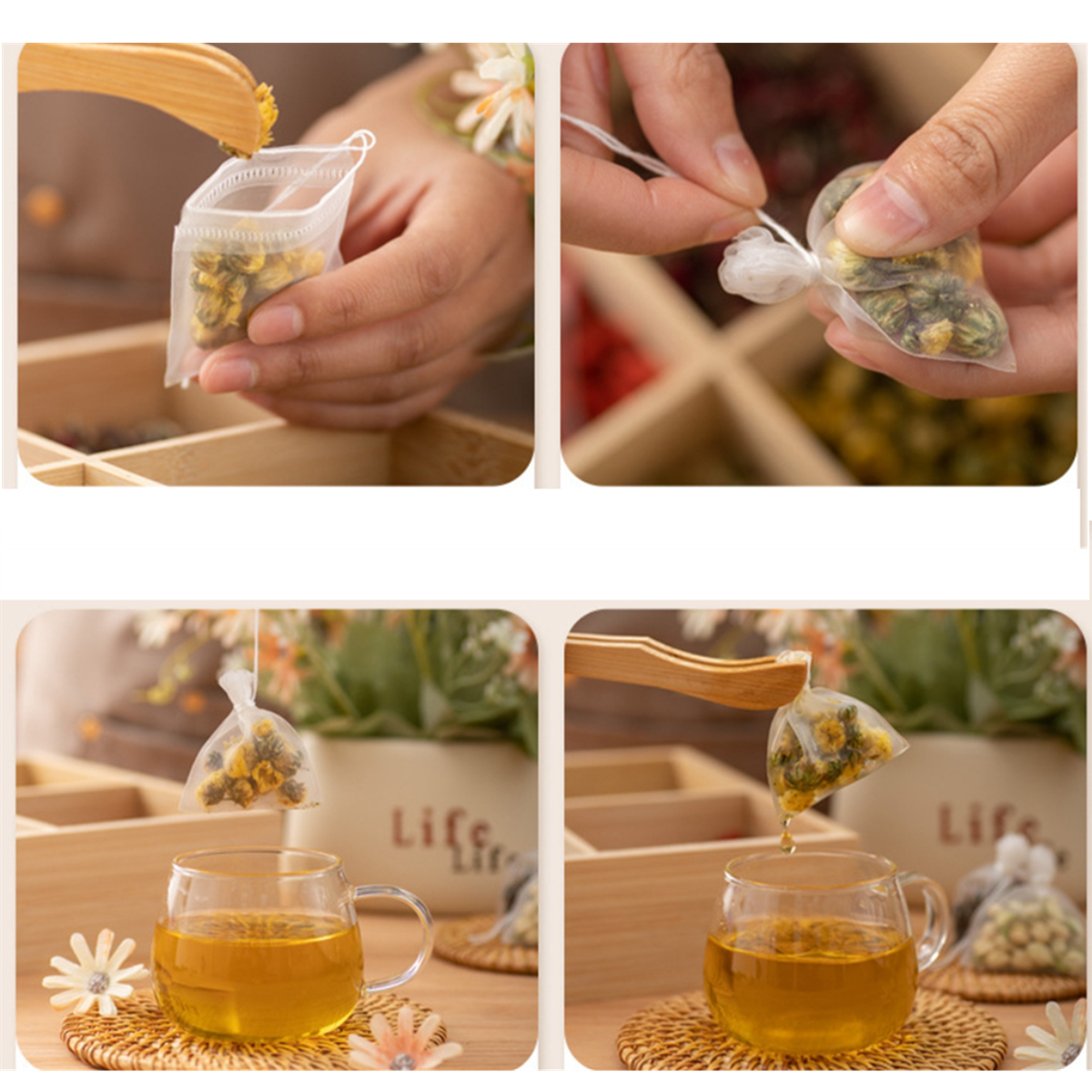 100pcs Tea Bags Nylon Food Gra - Herbal Wellness Products reseña y precio