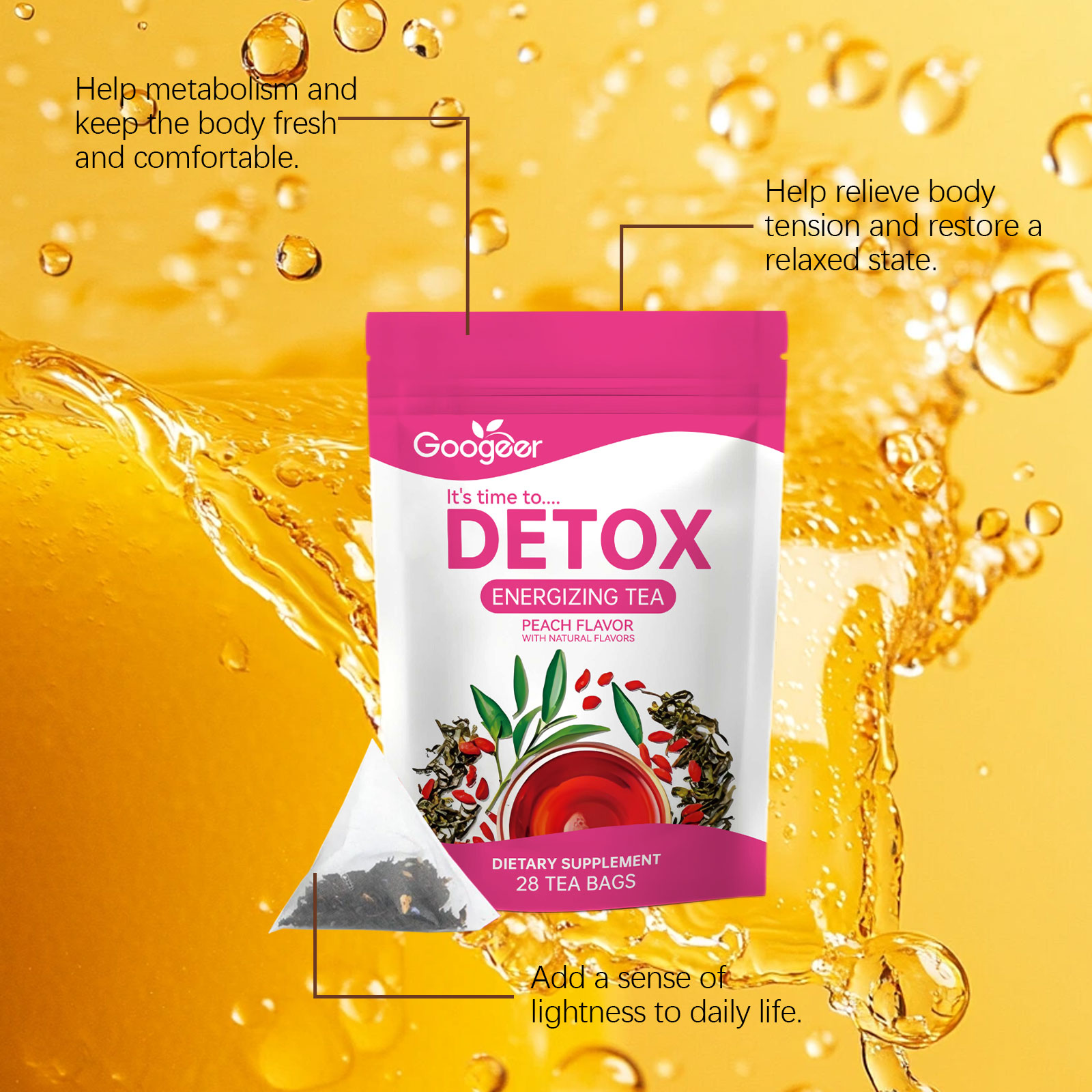 Googeer 28pcs Herbal Detox Tea - Herbal Weight Gain reseña y precio
